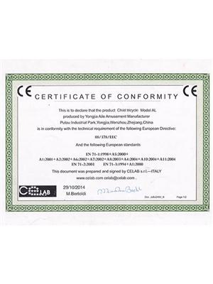 2014 tricycle CE certificate