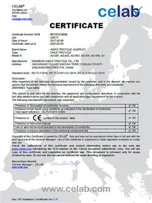 Philharmonic stroller CE certificate EN71-1