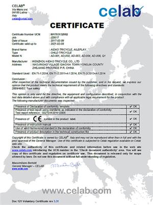 J20617 stroller CE certificate -1